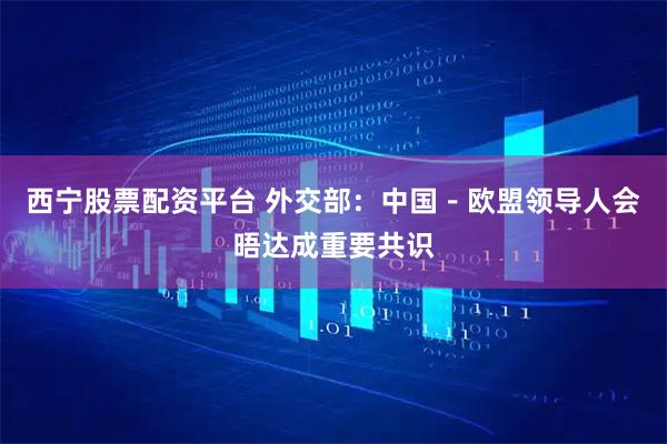 西宁股票配资平台 外交部：中国－欧盟领导人会晤达成重要共识